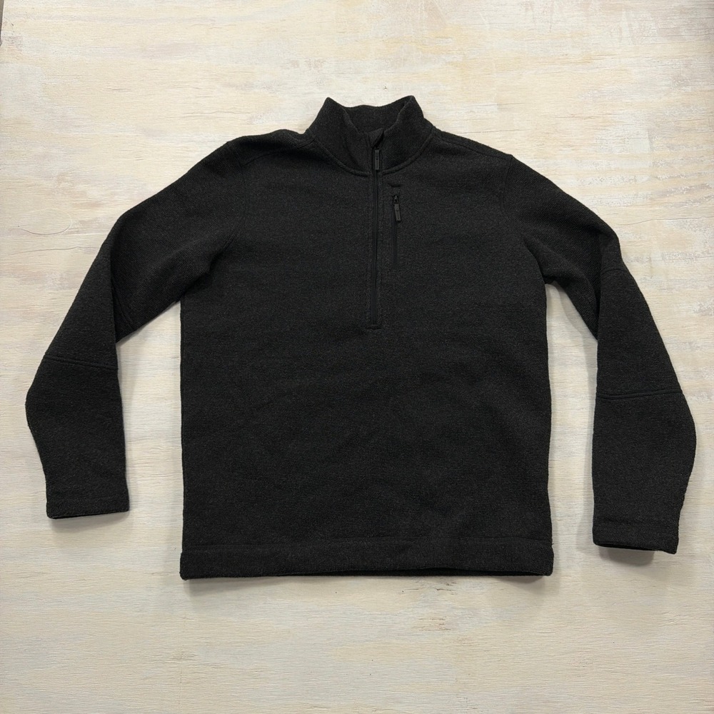 Smartwool Fleece Sweater Hudson Trail Half Zip Large Chest Pocket Gray Mens